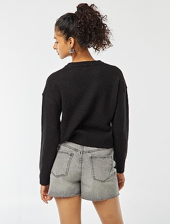Pull crop top en maille douce