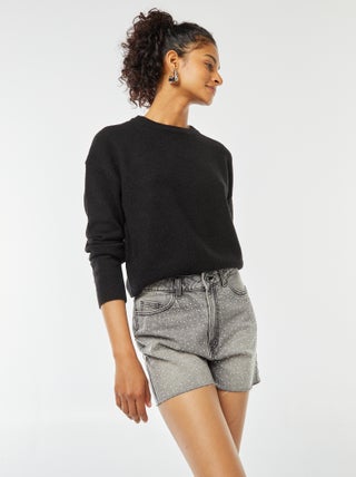 Pull crop top en maille douce