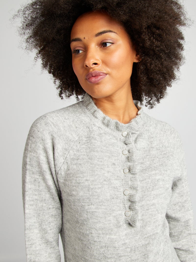 Pull d'allaitement à bords ondulés Gris - Kiabi