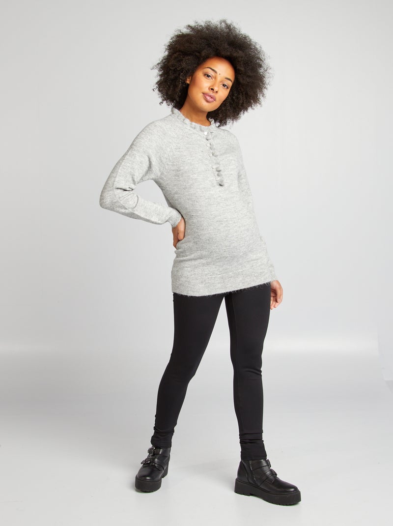 Pull d'allaitement à bords ondulés Gris - Kiabi