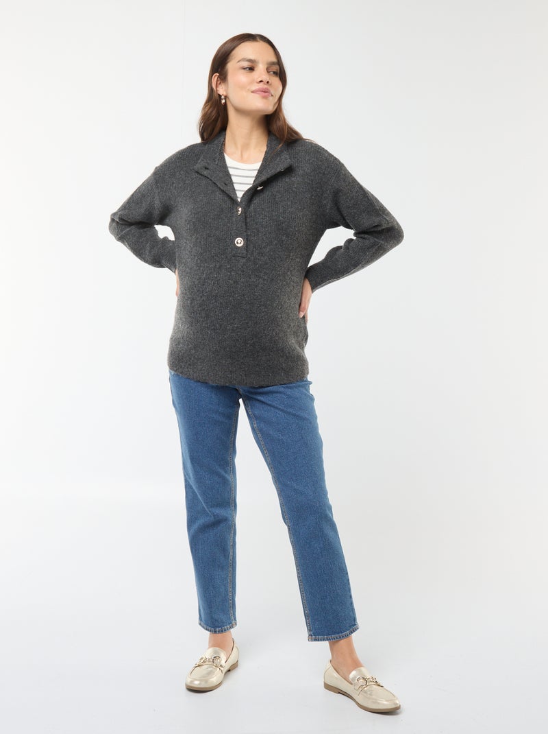 Pull d'allaitement à ouverture boutonnée Gris - Kiabi