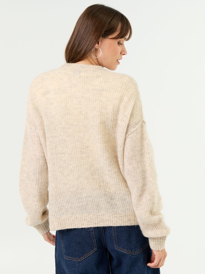 Pull d'allaitement en laine mélangée Beige - Kiabi