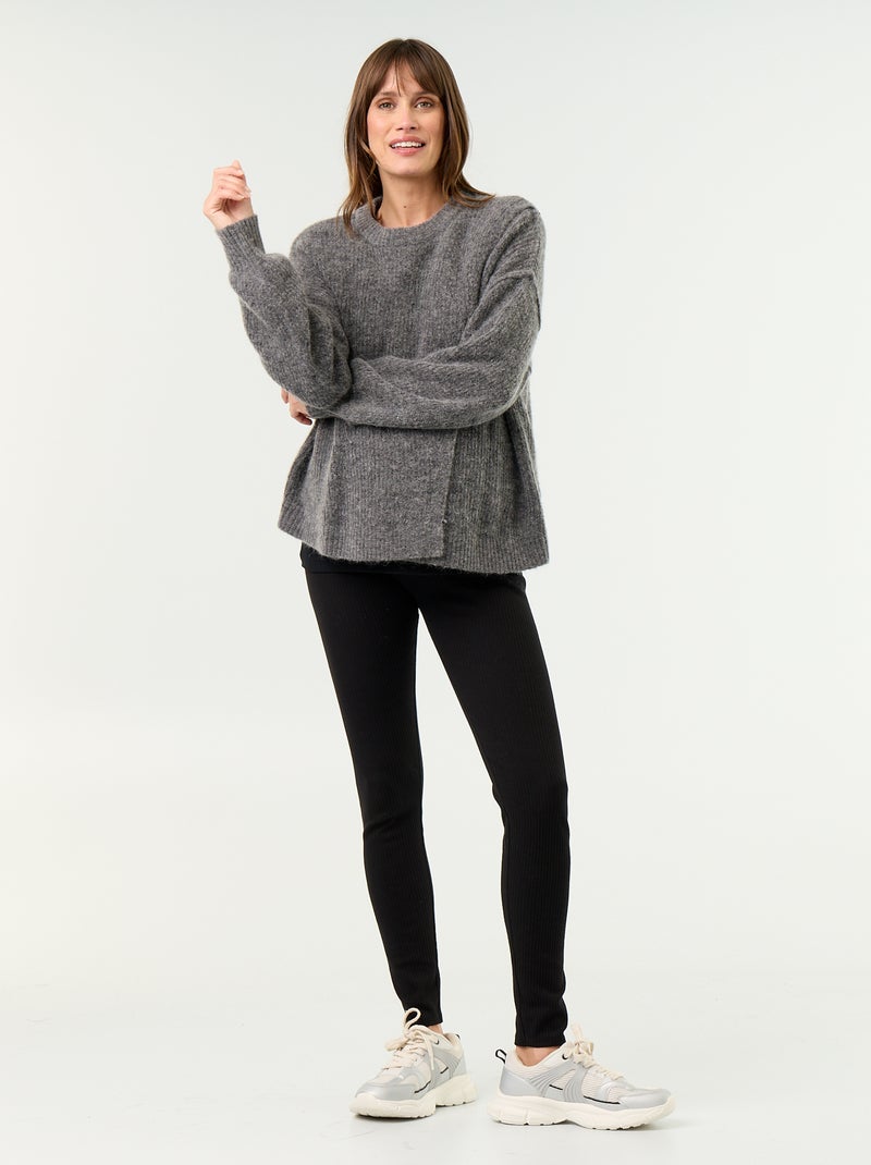 Pull d'allaitement en laine mélangée Gris - Kiabi