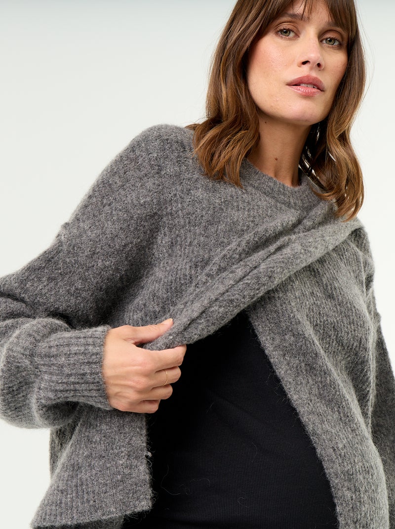 Pull d'allaitement en laine mélangée Gris - Kiabi