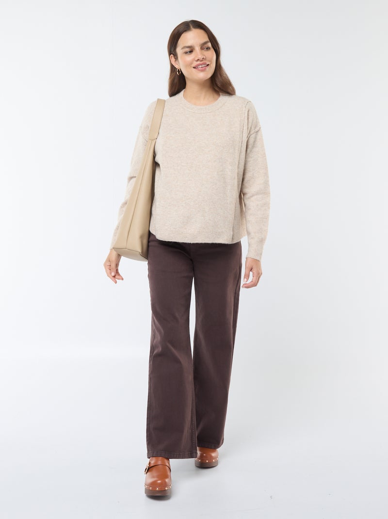 Pull d'allaitement en maille douce Beige - Kiabi