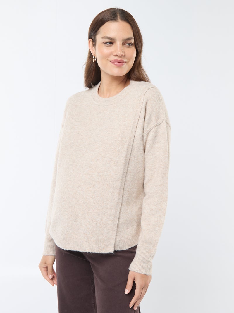 Pull d'allaitement en maille douce Beige - Kiabi