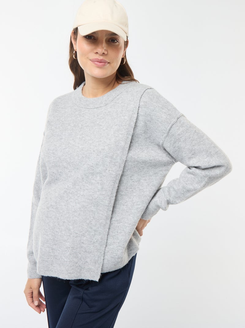 Pull d'allaitement en maille douce Gris - Kiabi