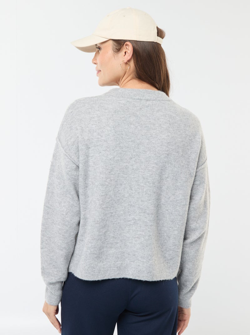 Pull d'allaitement en maille douce Gris - Kiabi