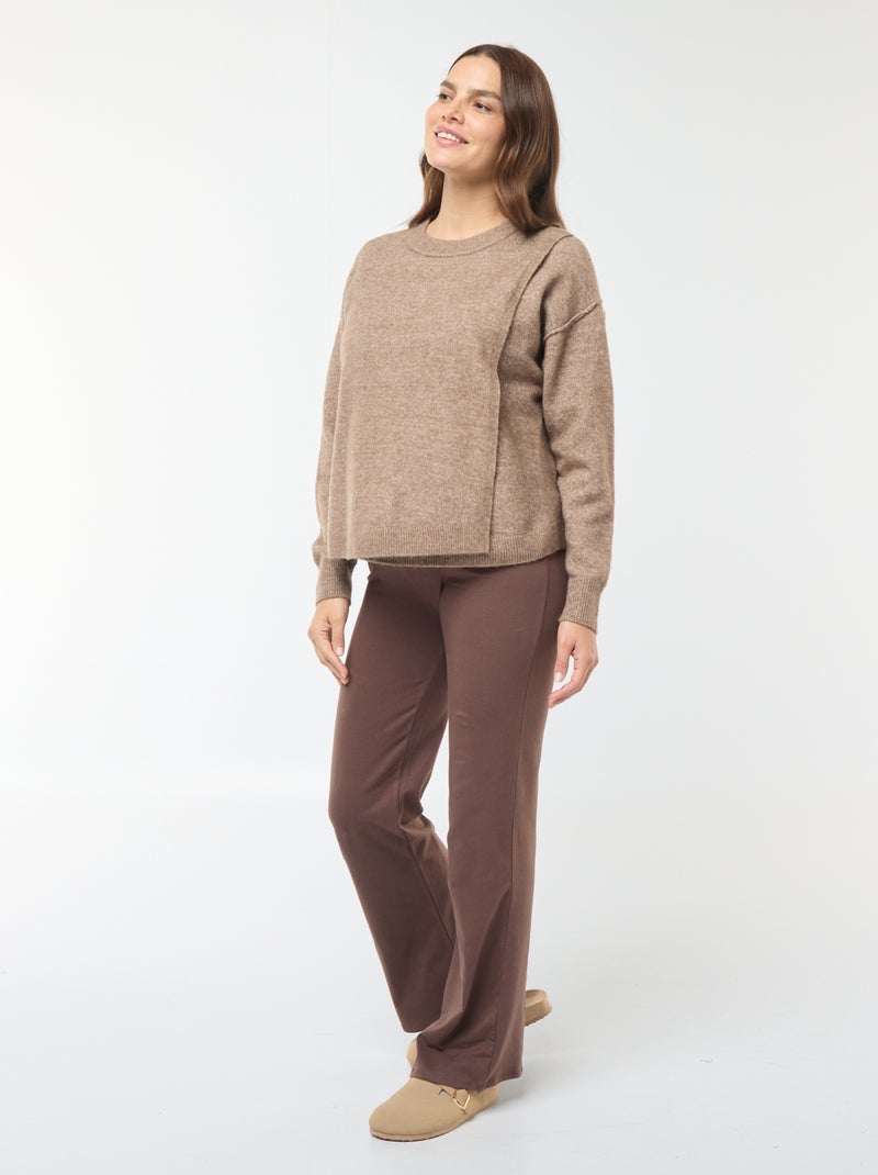 Pull d'allaitement en maille douce Marron - Kiabi