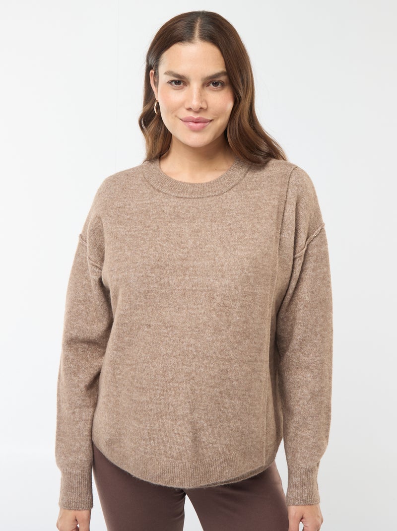 Pull d'allaitement en maille douce Marron - Kiabi