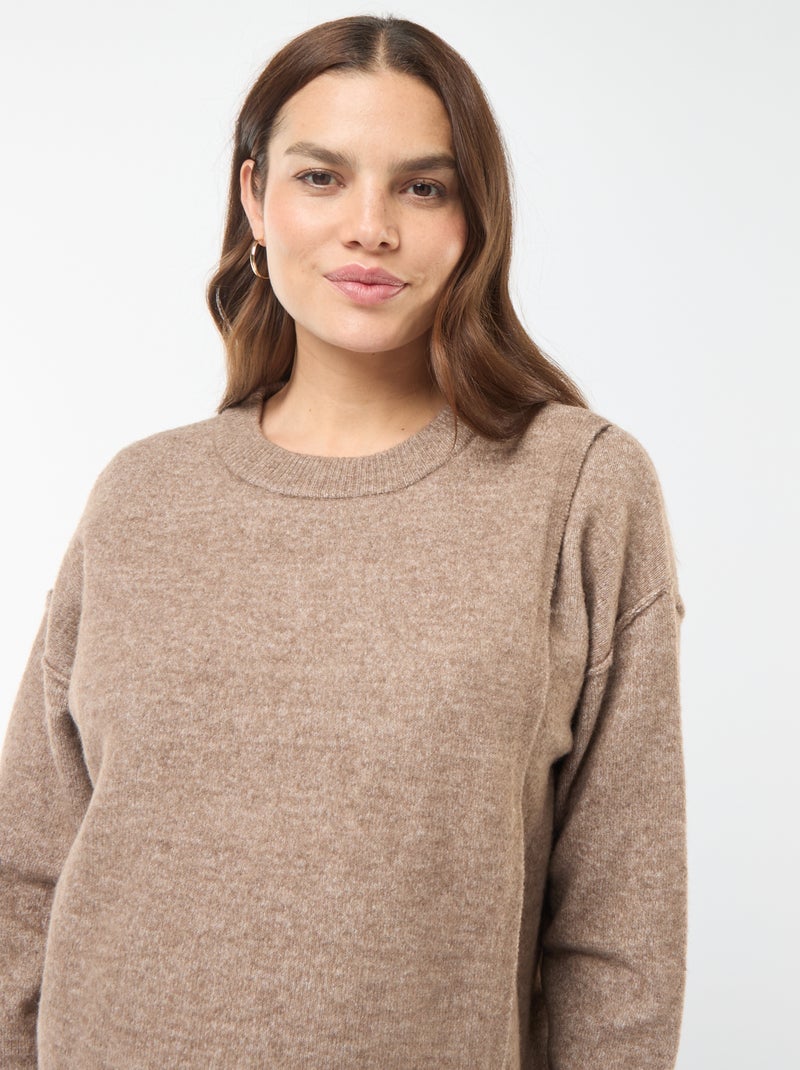 Pull d'allaitement en maille douce Marron - Kiabi