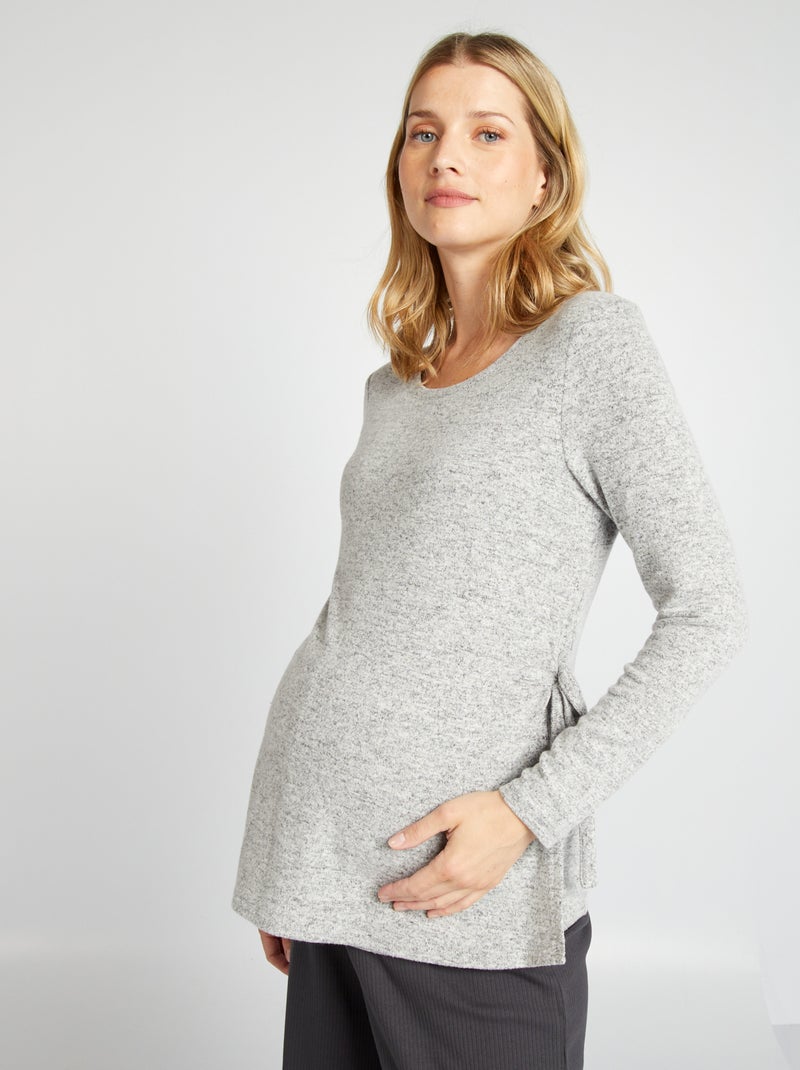 Pull d'allaitement en maille doudou Gris - Kiabi