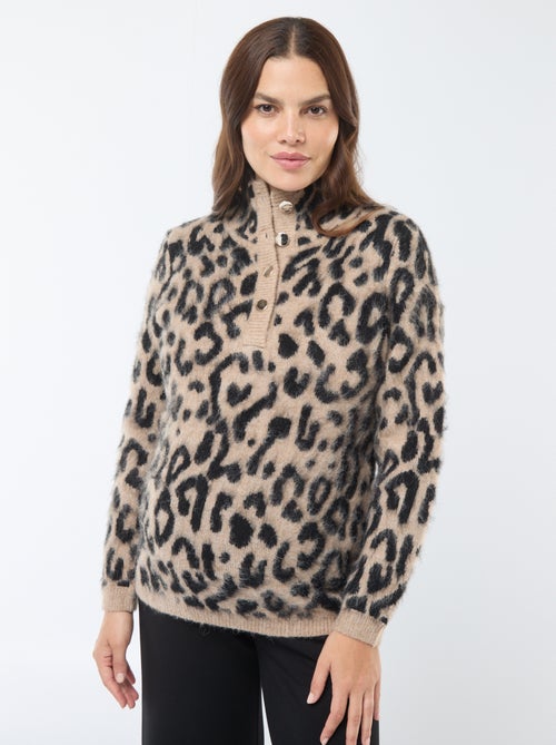 Pull d'allaitement imprimé léopard - Kiabi