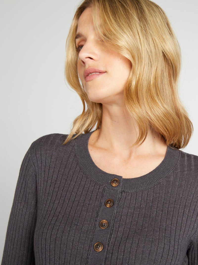 Pull d'allaitement maille fine Gris - Kiabi