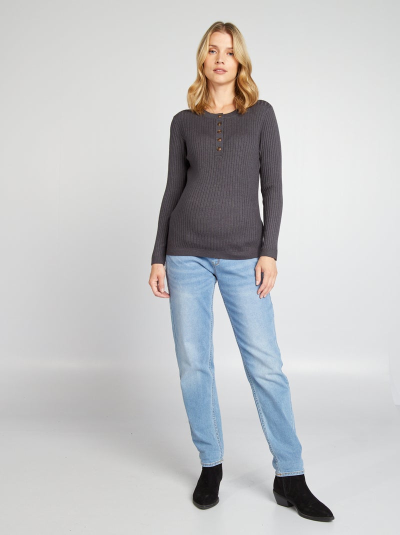 Pull d'allaitement maille fine Gris - Kiabi