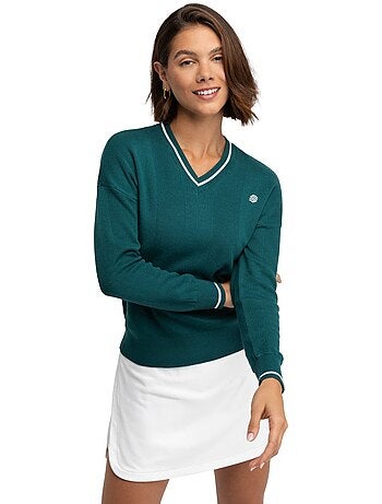Pull de golf maille col en v femme golf femme gimme teal