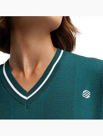 Pull de golf maille col en v femme golf femme gimme teal