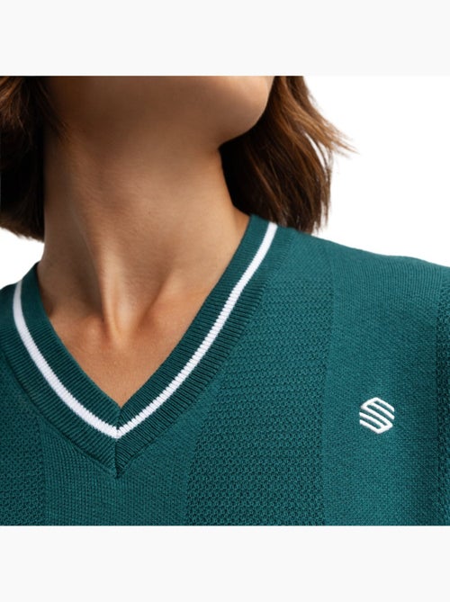Pull de golf maille col en v femme golf femme gimme teal - Kiabi