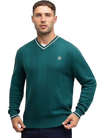 Pull de golf maille col en v homme golf homme hagen teal