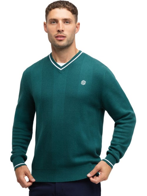 Pull de golf maille col en v homme golf homme hagen teal - Kiabi