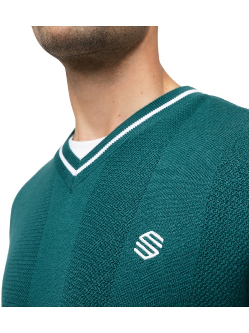 Pull de golf maille col en v homme golf homme hagen teal Vert - Kiabi