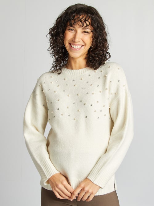 Pull de maternité avec perles - Kiabi