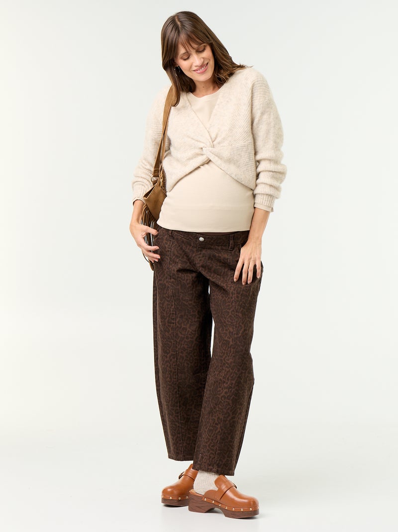 Pull de maternité cropped twisté Beige - Kiabi