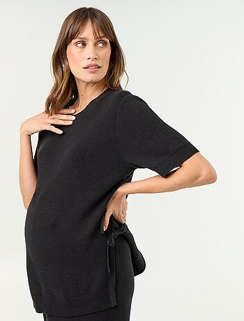 Pull de maternité manches courtes avec fentes lacées