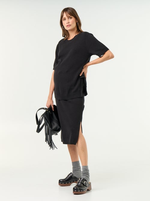 Pull de maternité manches courtes avec fentes lacées - Kiabi Pull de maternité manches courtes avec fentes lacées - Kiabi
