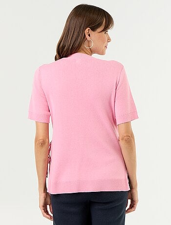 Pull de maternité manches courtes avec fentes lacées