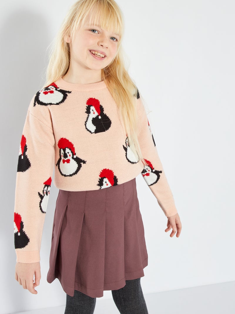 Pull de 'Noel' -  Pingouin ROSE - Kiabi