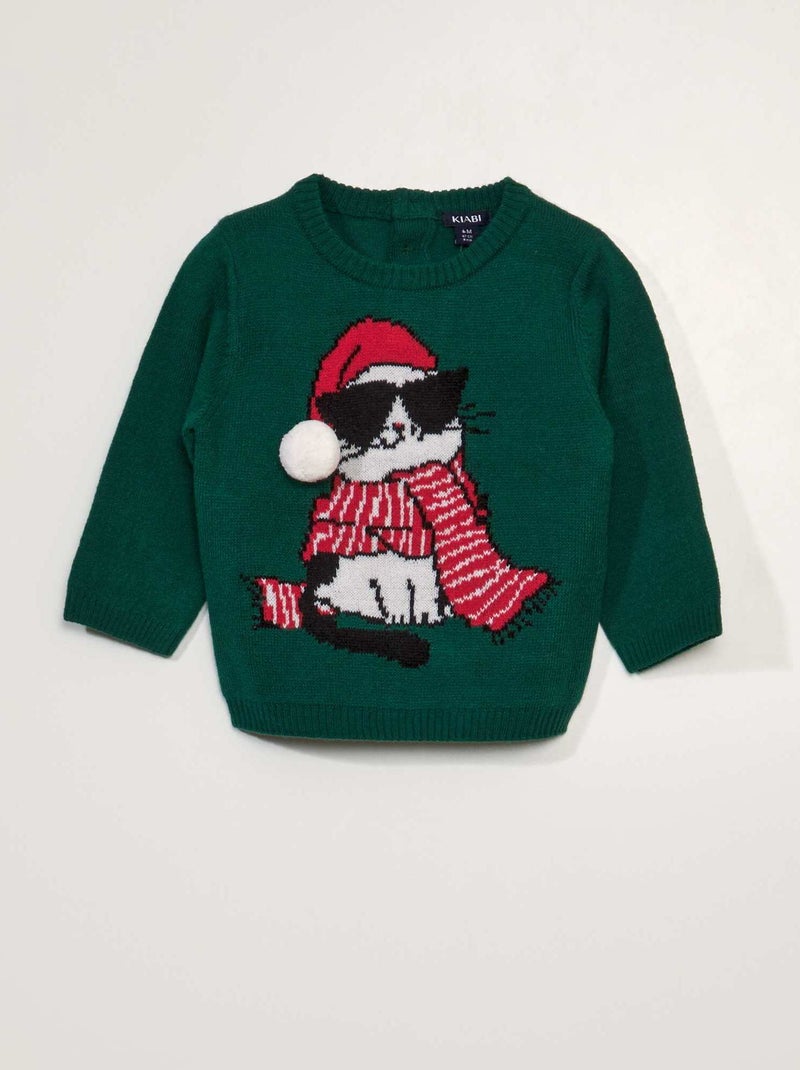 Pull de Noël à pompon Vert - Kiabi