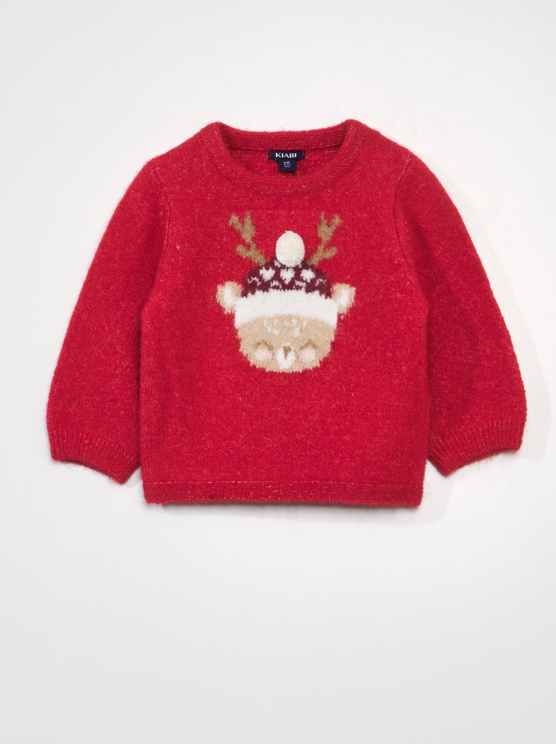 Pull de Noël avec biche Rouge - Kiabi