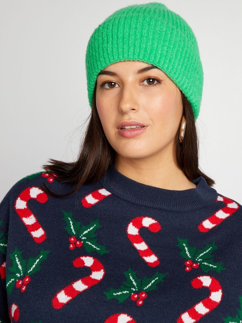 Pull de Noël avec houx et sucres Bleu Kiabi 17.00€