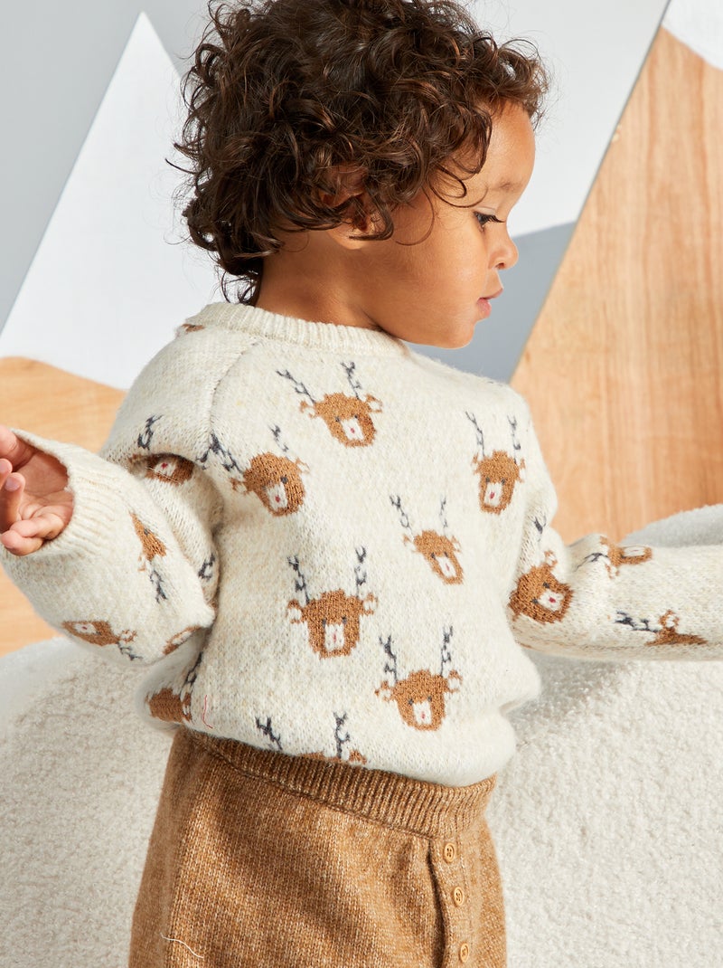 Pull de Noël avec motif fantaisie Beige Kiabi