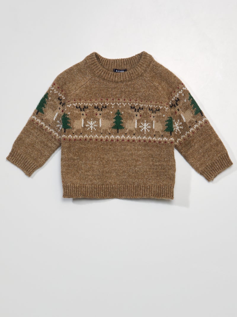 Pull de Noël avec motif fantaisie Marron - Kiabi