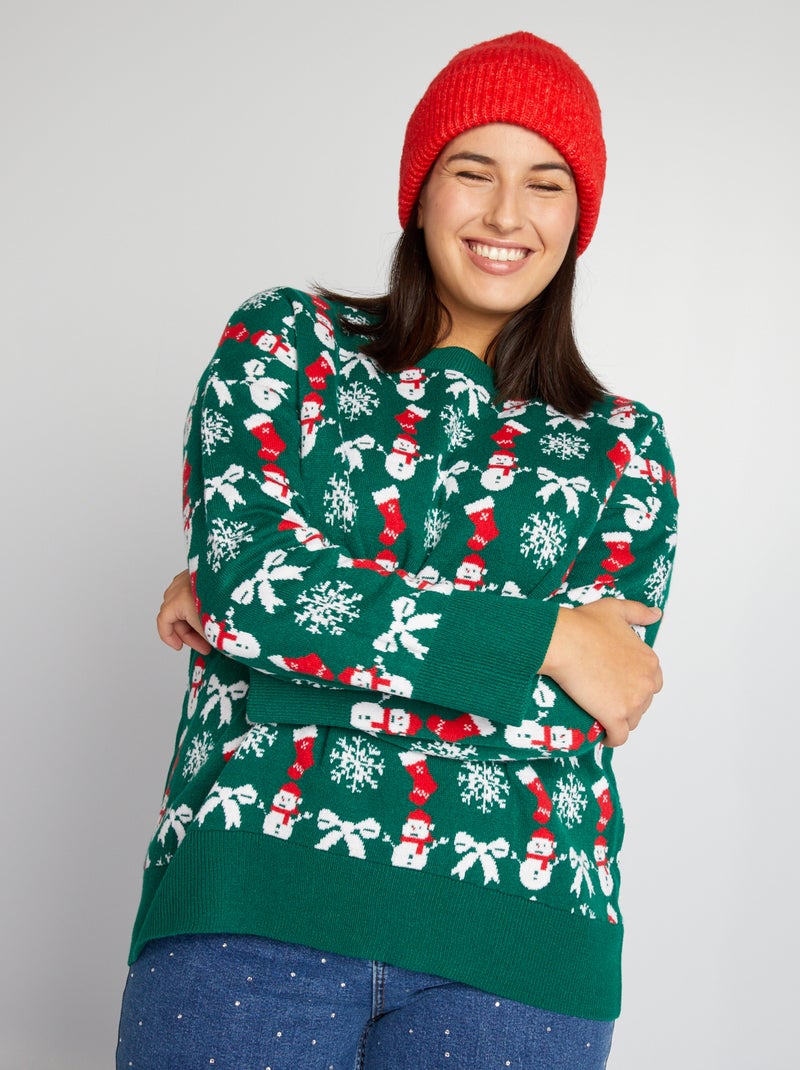 Pull de Noël avec motifs de Noël Vert - Kiabi