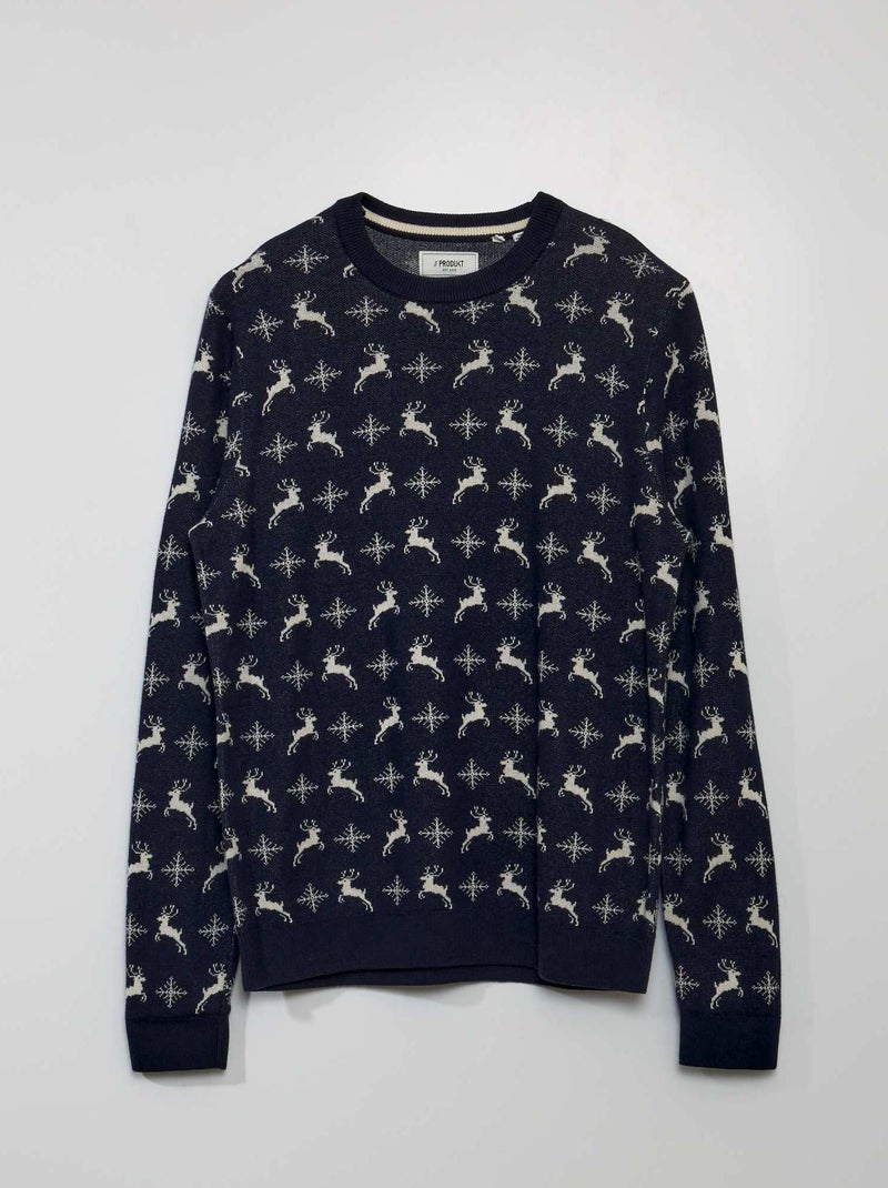 Pull de Noël Bleu - Kiabi