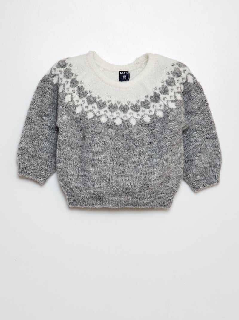 Pull de Noël en jacquard Gris/blanc - Kiabi