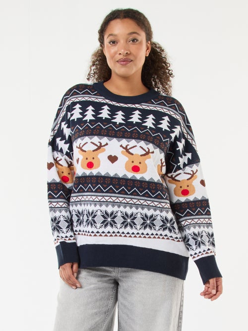 Pull de Noël en jacquard 'renne' - Kiabi