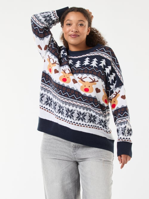 Pull de Noël en jacquard 'renne' - Kiabi