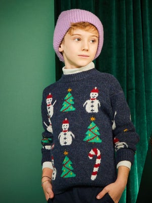 Pull De Noël Pour Garçon - Maille Ajourée - Marque NEXT - Lavable Machine - Motif Festif - Taille Enfant