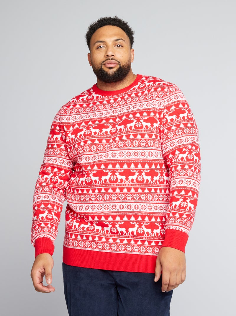 Pull de Noël en maille Rouge - Kiabi