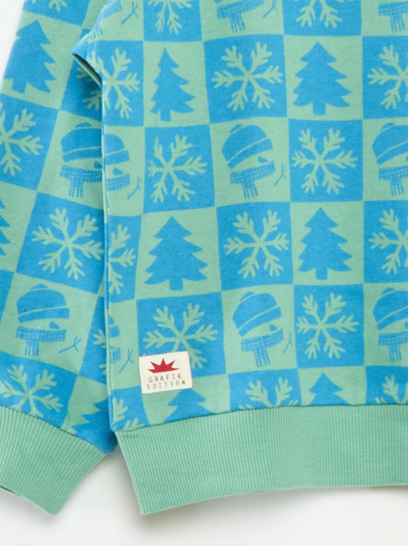 Pull de Noël imprimé en coton Vert - Kiabi
