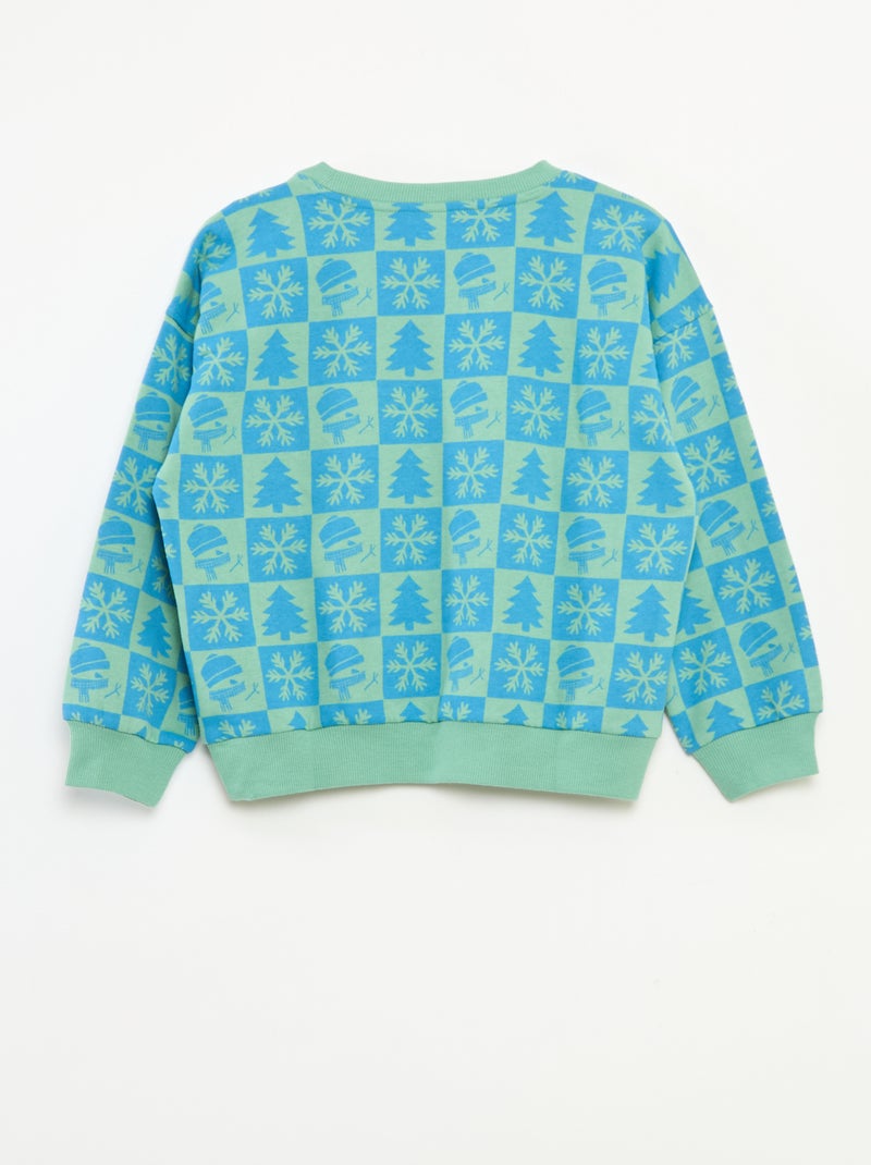 Pull de Noël imprimé en coton Vert - Kiabi