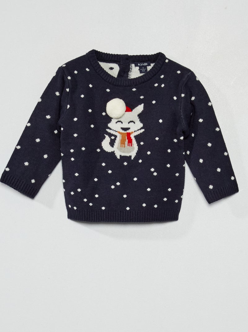 Pull de Noël imprimé 'renard' Bleu marine - Kiabi
