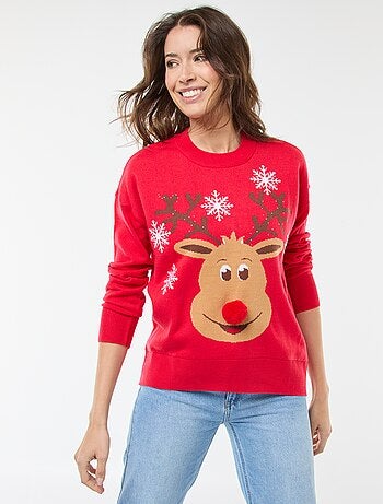Pull de Noël imprimé 'renne'