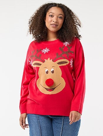 Pull de Noël imprimé 'renne'