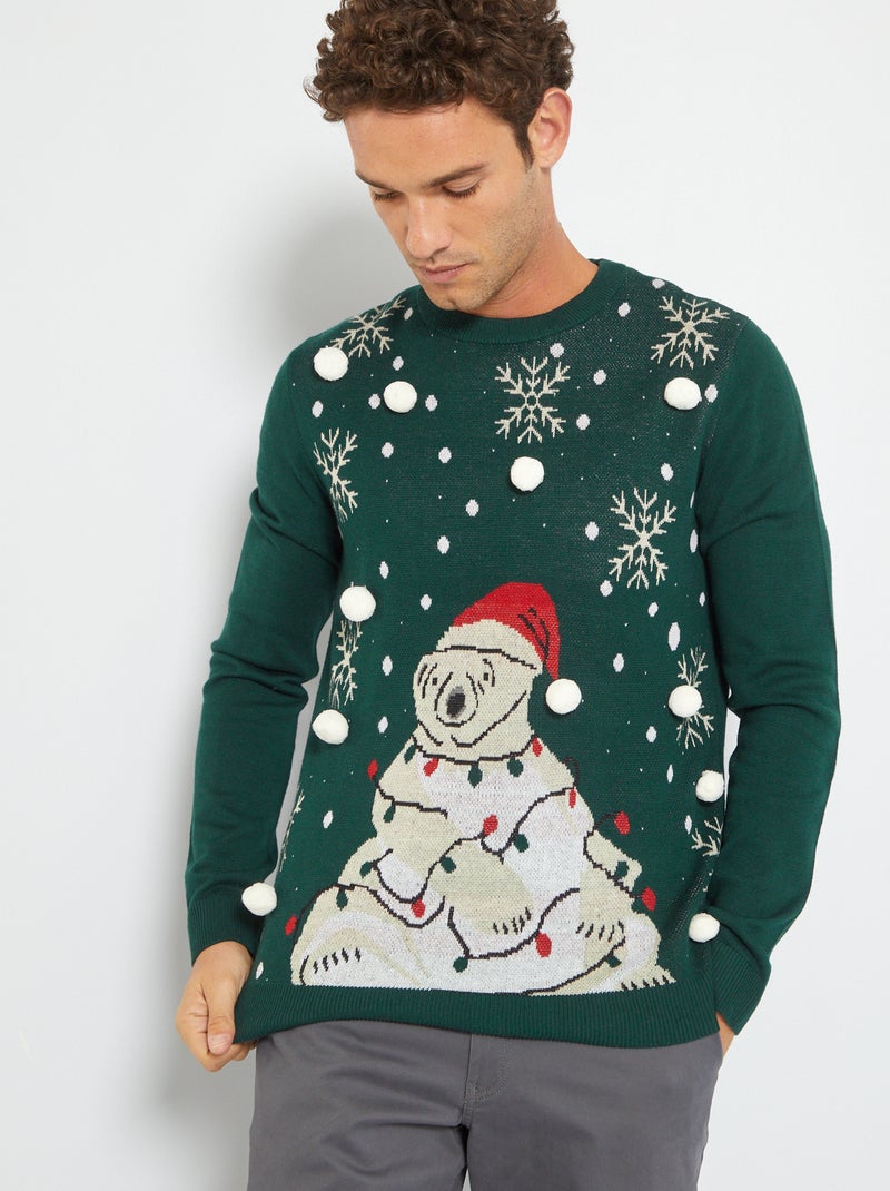 Pull de Noël 'Produkt' en maille Vert - Kiabi