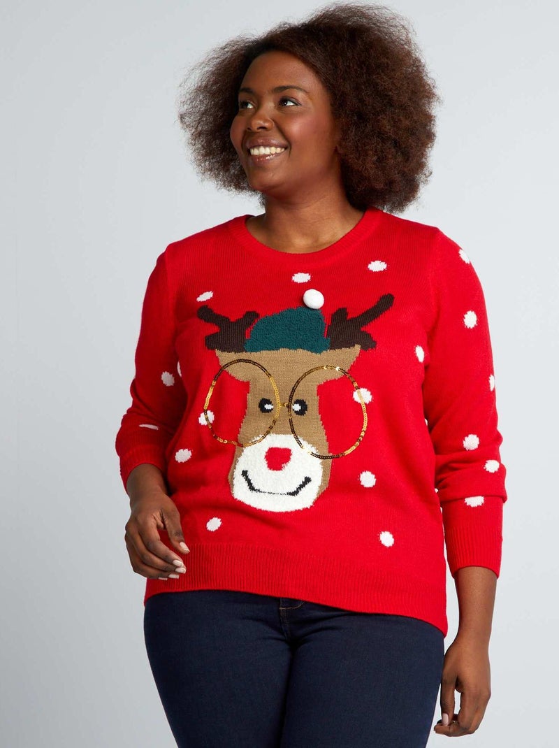 Pull de Noël 'Vero Moda Curve' Rouge - Kiabi